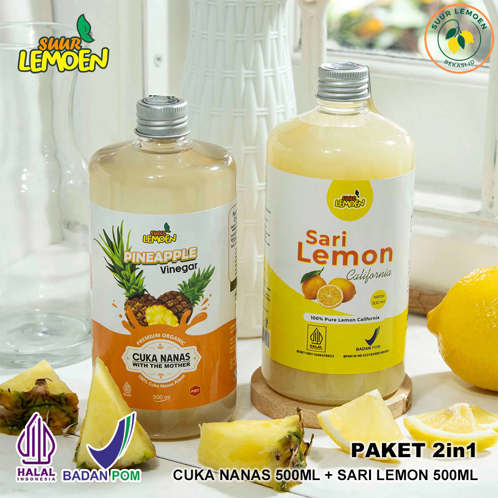 

SUUR LEMOEN - Paket Hemat Cuka Nanas 500ml dan Sari Lemon 500ml - Obat Diabetes Alami