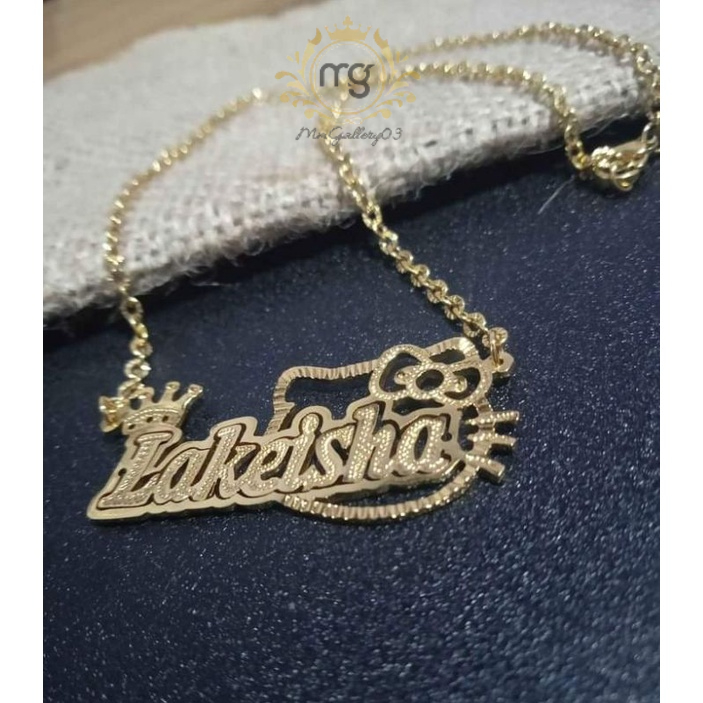 Kalung Nama Titanium Anak / Kalung Titanium Nama Anak Sendiri Lapis Emas
