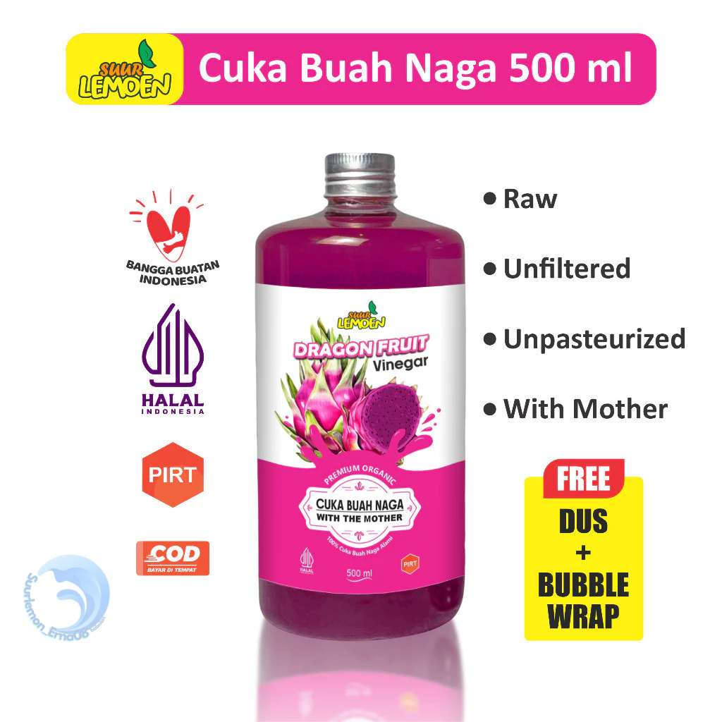 

Suur Lemoen - Cuka Buah Naga 500 ML - Dragon Fruit Vinegar - Cuka Naga Organik