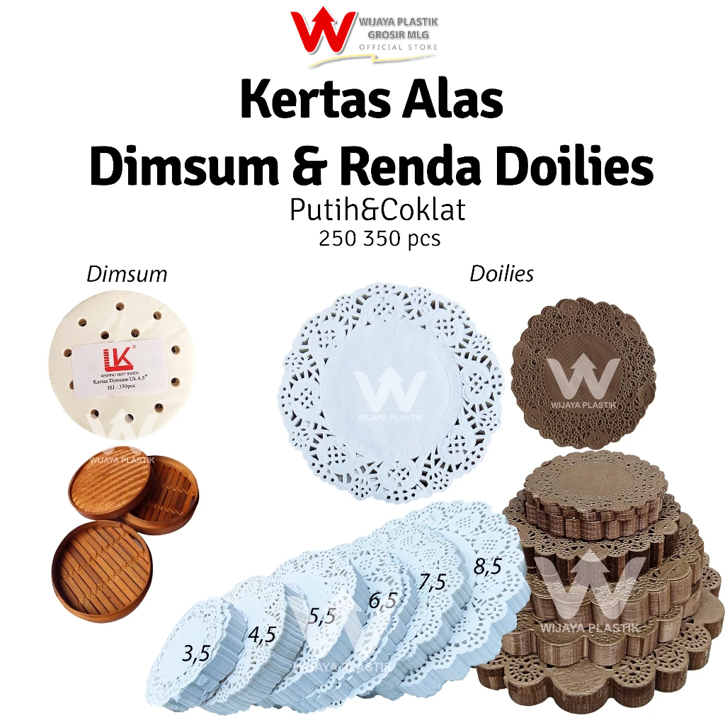 

[PROMO] Kertas Renda Doilies & Dimsum Bulat ( Coklat & Putih )( 3 4 5 6 7 8 inchi ) --- 250 350 pcs @Pack | paper doyleys alas kue cantik bersih ekonomis doyles murah termurah kuat dalam kardus Pack