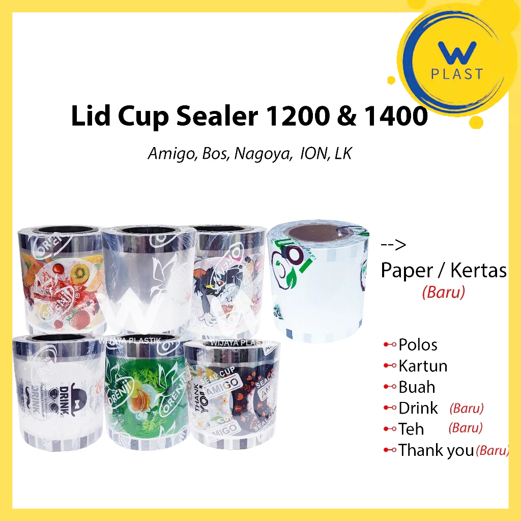 

Plastik LID Cup Sealer ( 1200 & 1400 ) REAL Polos/Buah/Kartun/Daun Teh/Drink/Thankyou @Roll | seal amigo nagoya alibaba Polos Buah Kartun Daun Teh Drink Thankyou ekonomis murah termurah kuat Roll