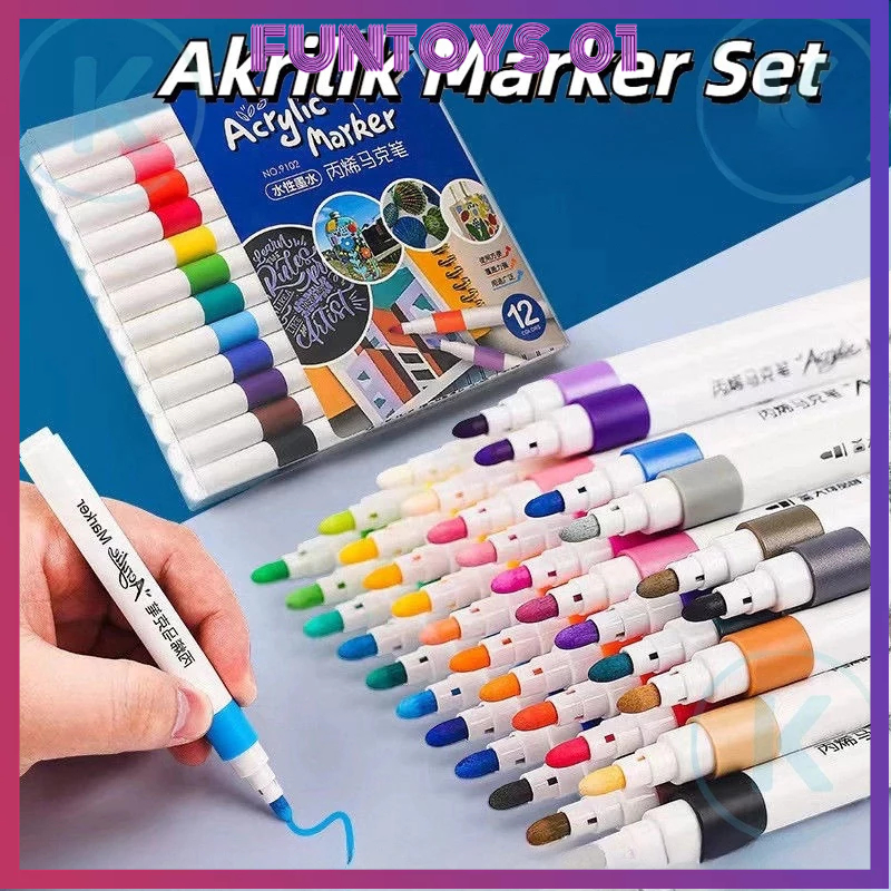 

<COD> 80/60/48/36 Colors Pen Akrilik Marker Warna Cepat Kering Tahan Air / Spidol Acrylic Painter / Menggambar Kreativitas Seni Edukasi Anak