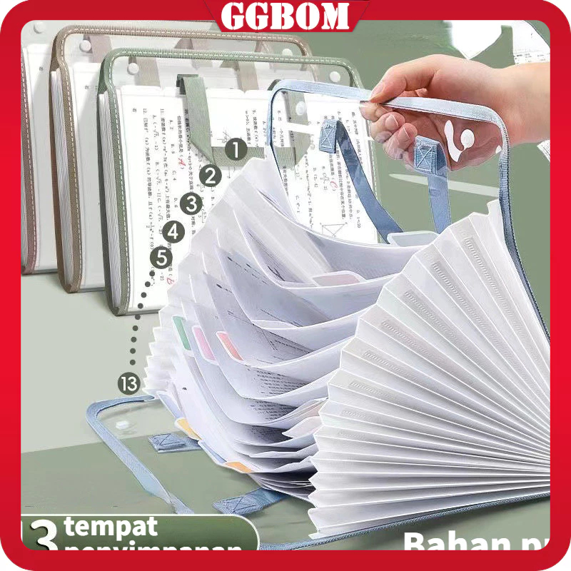 

Bening File Folder Document Bag Tas Dokumen File A4 13 Sekat Uji Kantong Kertas Tas File Handle Warna Transparant Anti Air Multi Layer Folder