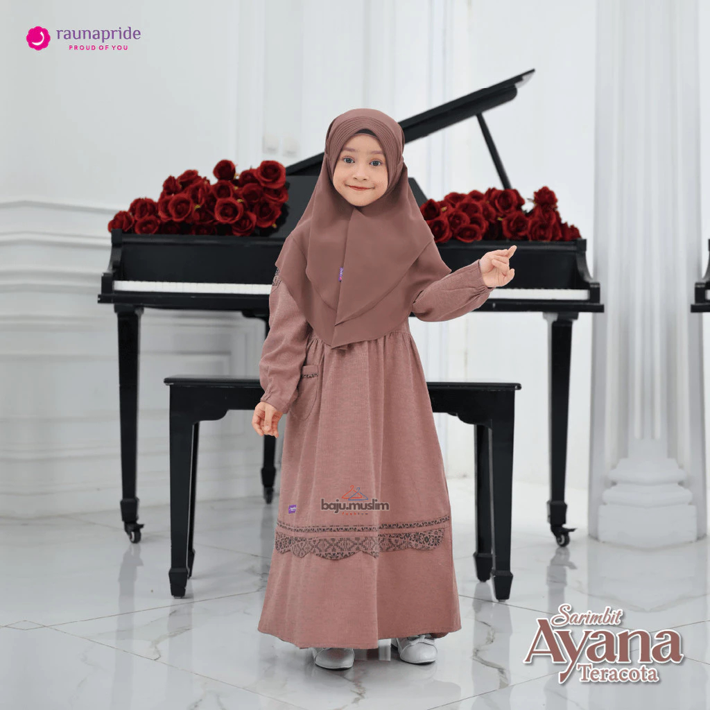 RAUNA | Gamis Anak Perempuan Sarimbit RGAF Ayana Teracota by Raunapride | Dress Anak