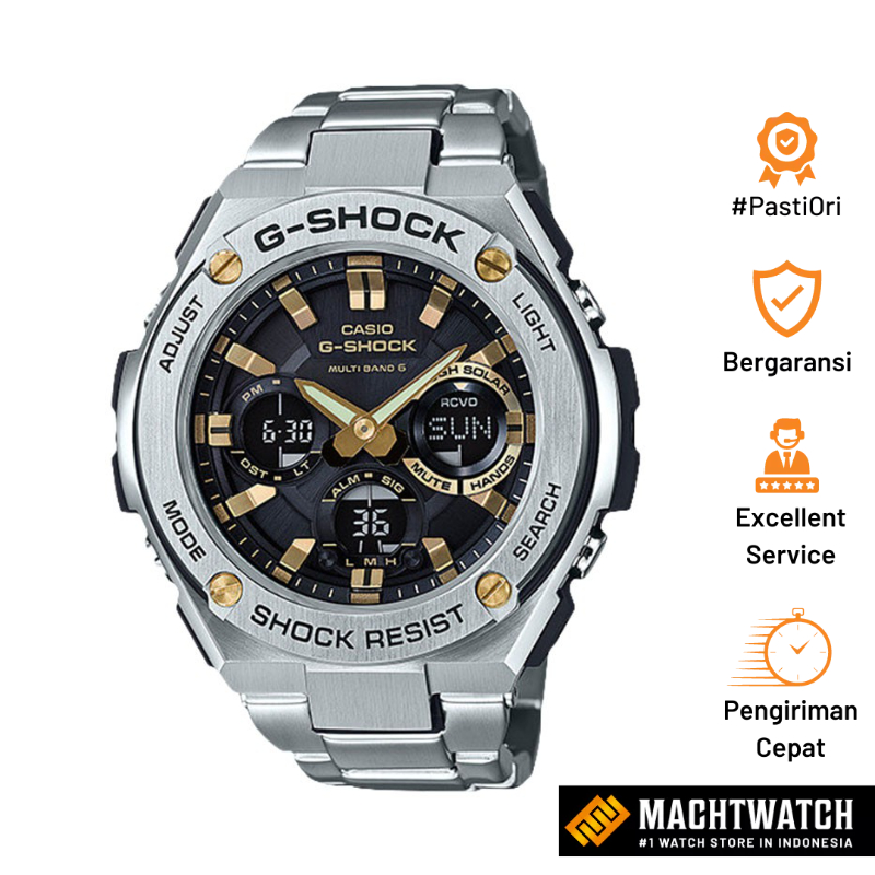 Jam Tangan Pria Casio G-Shock G-Steel GST-W110D-1A9JF Tough Solar WR 200M Stainless Steel (JDM)