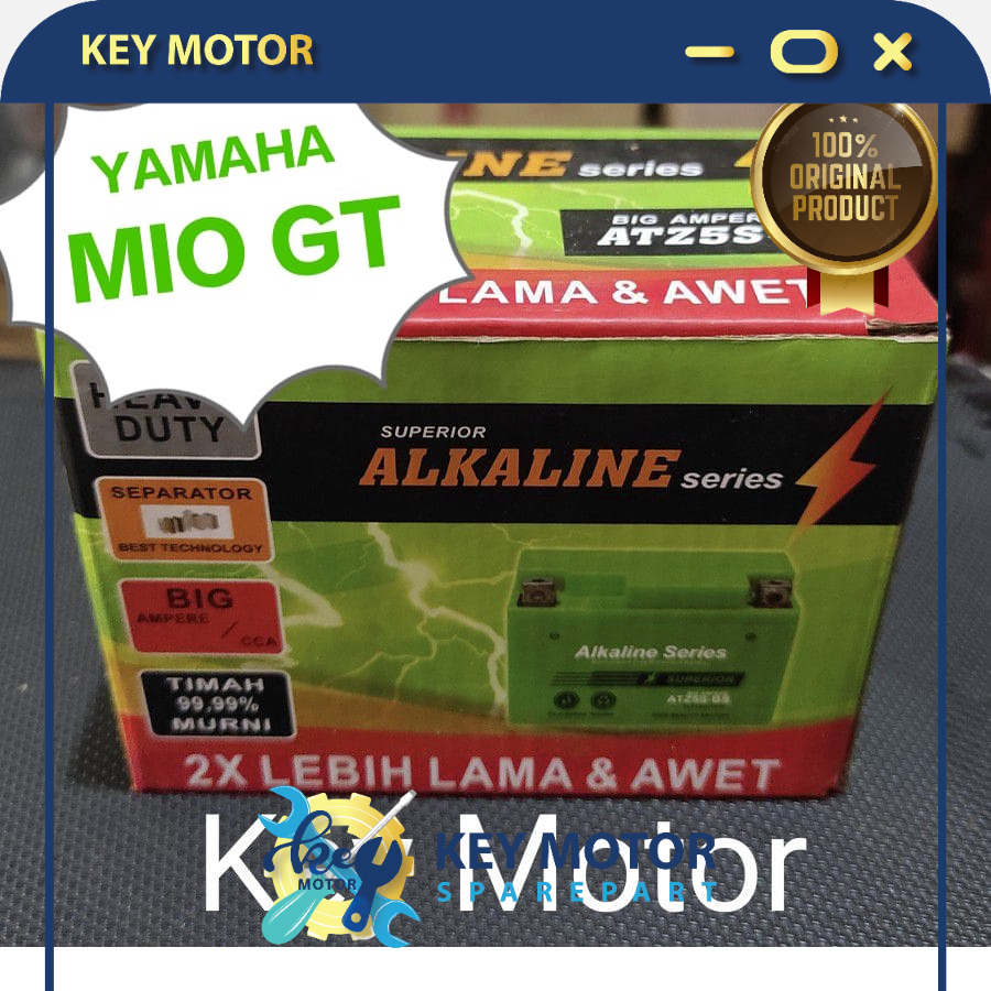 Aki / Accu Kering Motor Yamaha Mio GT ALKALINE ALKALIN 5A 5 Ampere ATZ5S ATZ5 ATZ 5S 100% Original