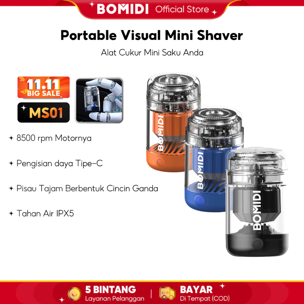 BOMIDI MS01 Mini Shaver Alat Cukur Jenggot Elektrik Waterproof Portable Alat Shaving Pencukur Kumis