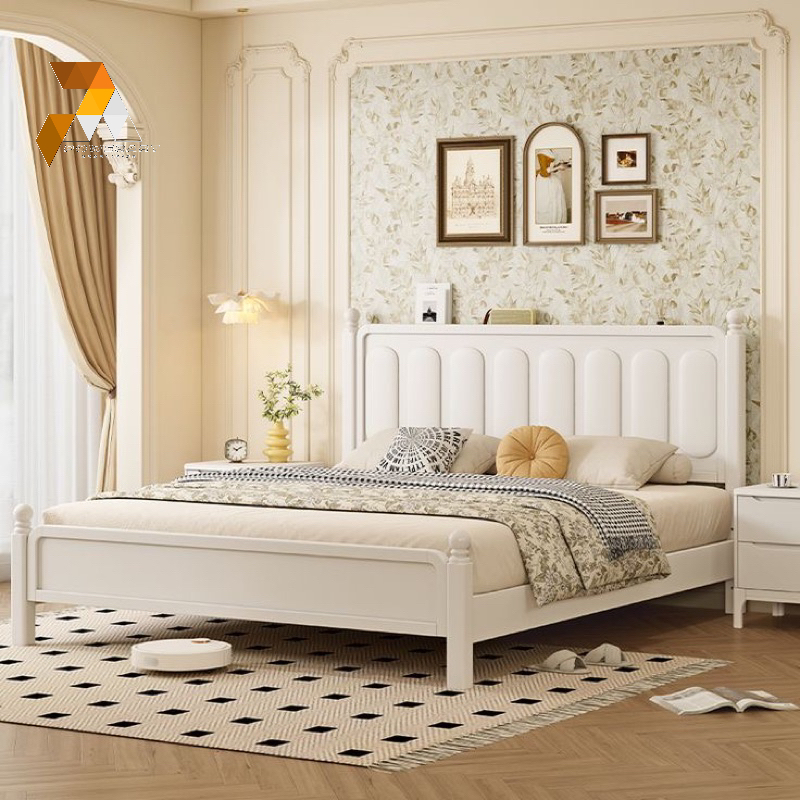 DIPAN MINIMALIS RAJANG MODERN TEMPAT TIDUR PUTIH DIPAN KAYU