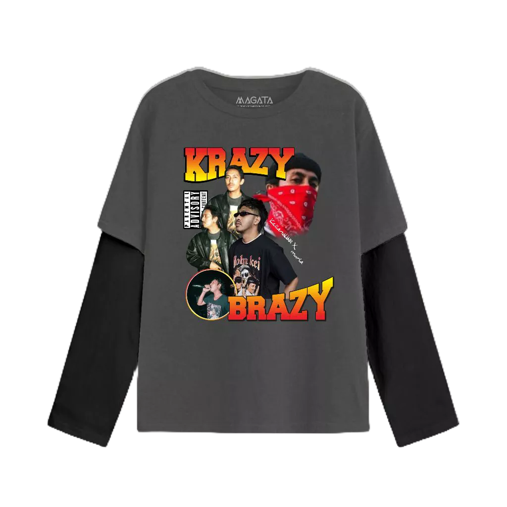 Populasi Official T-shirt Double layer  long sleeve KRAZY BRAZY Streatwear Unisex