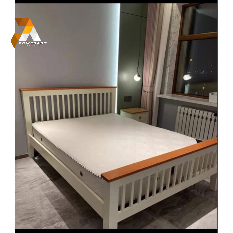 Dipan kayu cat putih Tempar tidur Minimalis