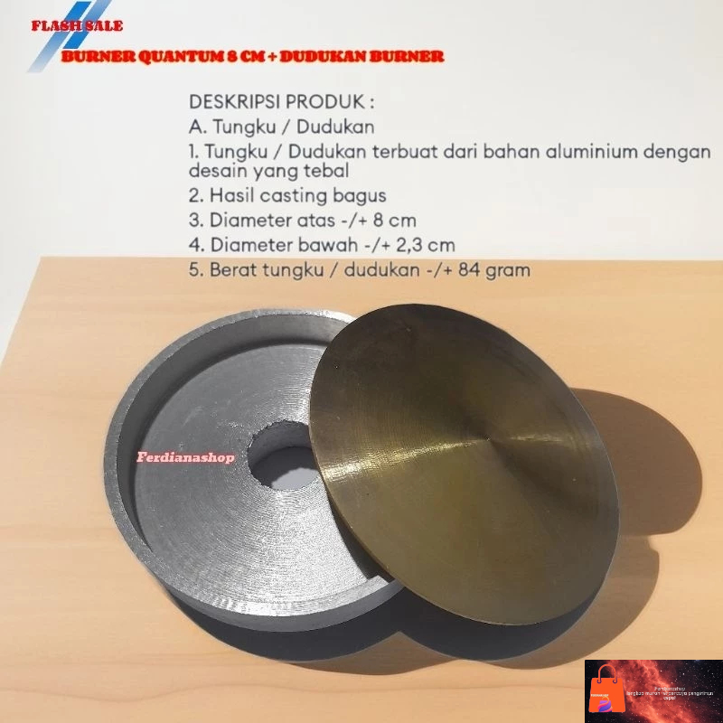 Burner quantum 8 cm + dudukan burner quantum