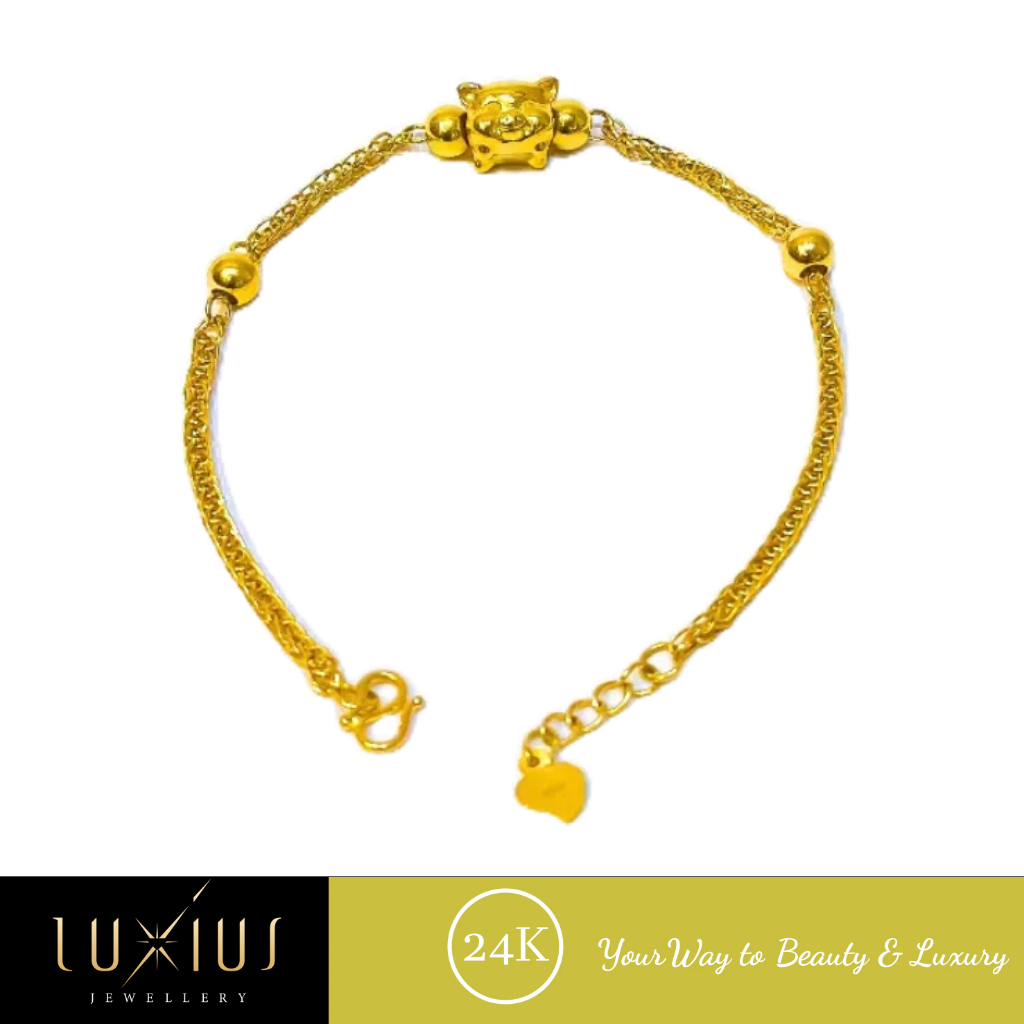 Gelang Emas Rantai Shio Babi Yellow Gold 24K Luxgr0099 Luxius