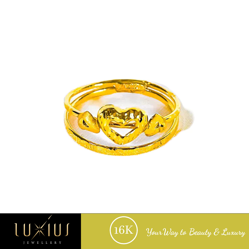 Cincin Emas Layer Love Karou Yellow Gold 16K Luxc0126 Luxius