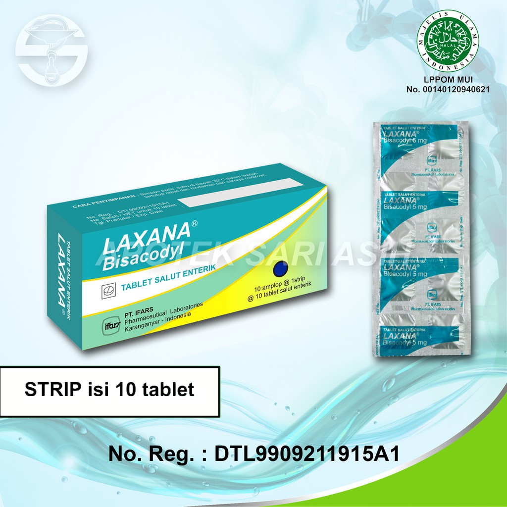 LAXANA Tablet Ifars STRIP isi 10 Bisacodyl obat pencahar susah BAB dan sembelit HALAL MUI