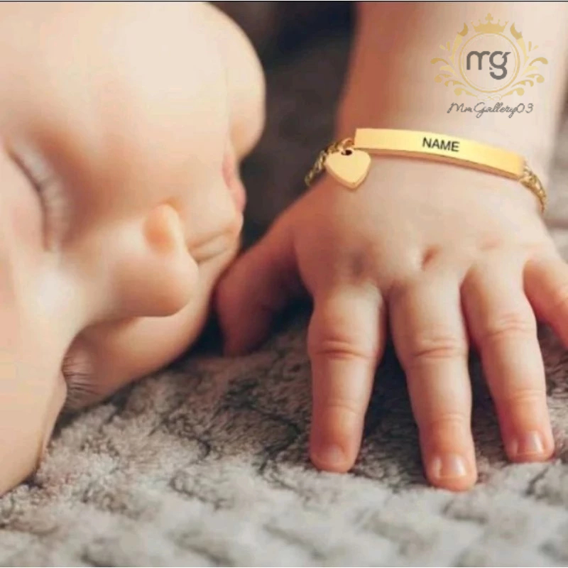 Gelang Bayi dengan Pernikahan || Gelang Bayi Ukir Nama || Gelang Anak Titanium lapis Emas