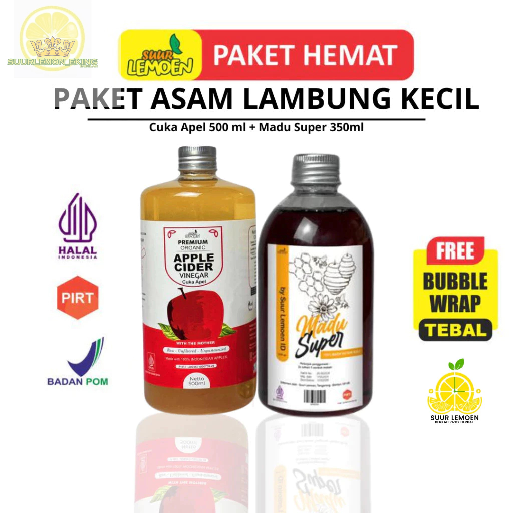 

Suur Lemeon - Paket Asam Lambung - Diet Sehat Bundling Cuka Apel 500ml dan Madu Hutan 350gr Asli - King