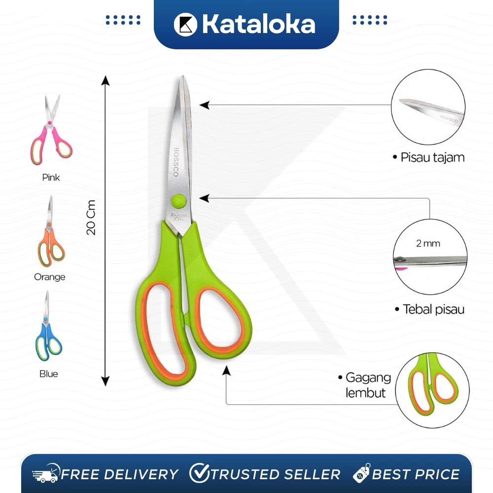 

HJK Gunting Scissors BOSSCO BC-888 1 Lembar (12 Pcs)