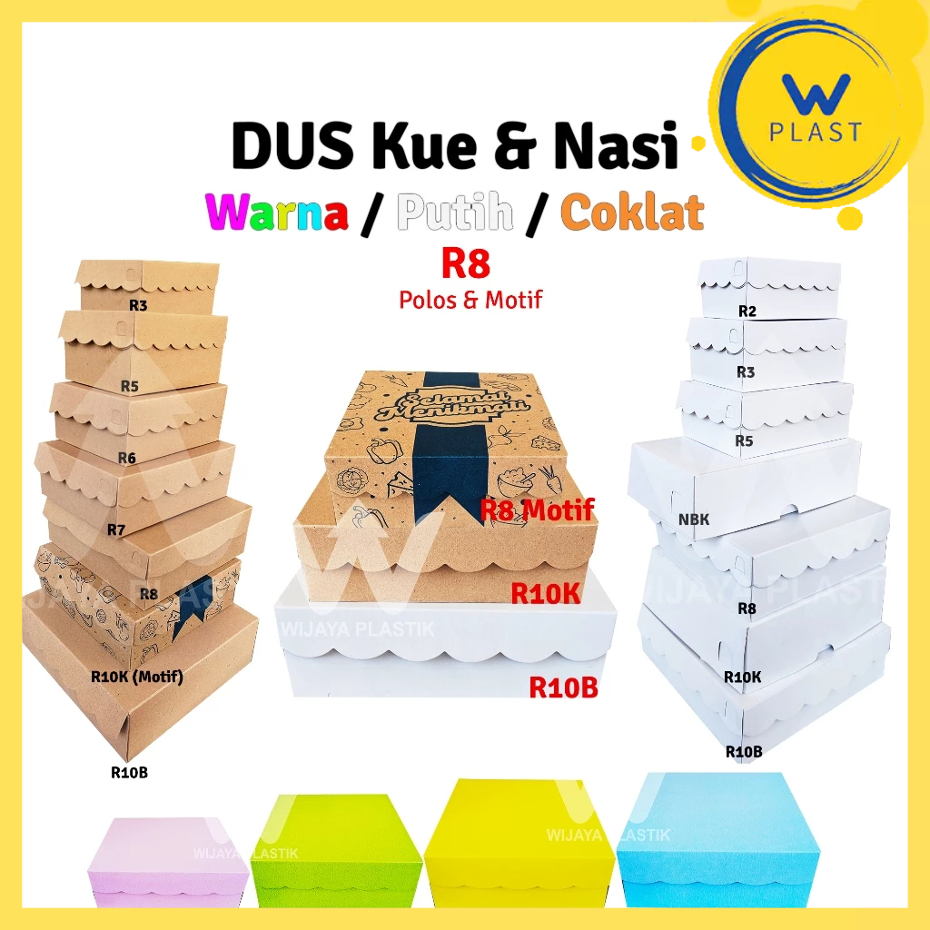 

Dus Kue & Nasi ( R8 ) 18x18 Warna / Putih / Coklat 350gsm @Pcs | Duplex & Kraft Motif 4 sekat pink hijau biru kuning ungu kardus karton kotak nasi berkat kecil kue polos 18 ekonomis murah termurah kuat Pcs