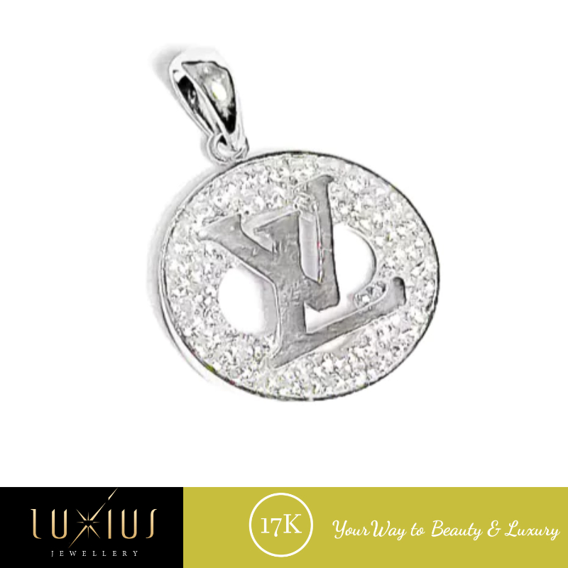 Liontin Emas Putih RoundLV White Gold 17K Luxlt0081 Luxius Jewellery