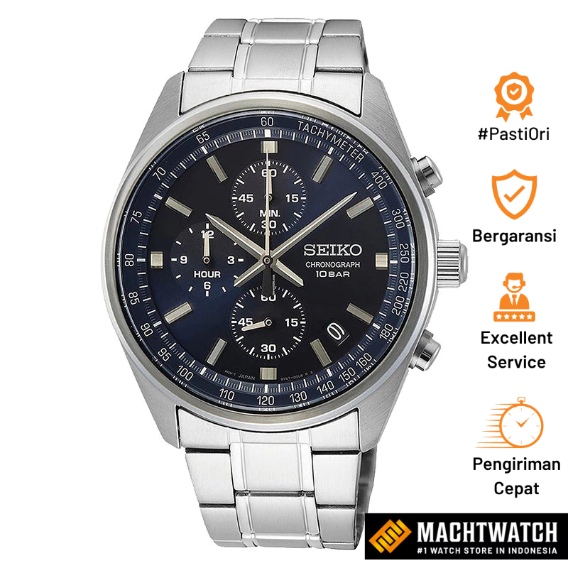 Jam Tangan Pria Analog Seiko Chronograph SSB377P1 Stainless Steel Strap