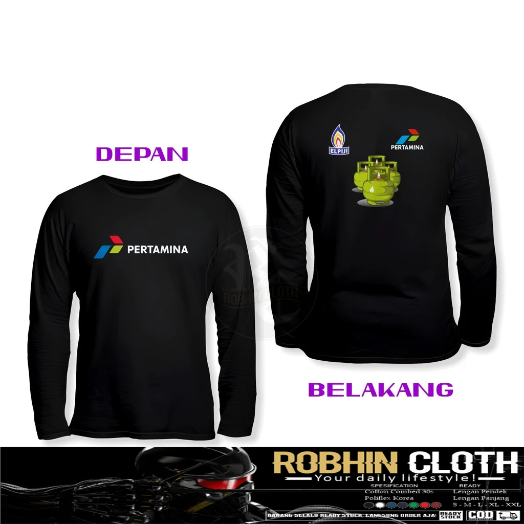 Kaos Baju Elpiji Pertamina GAS ELPIJI BUMN PERTAMINA DB Lengan Panjang Kaos Distro