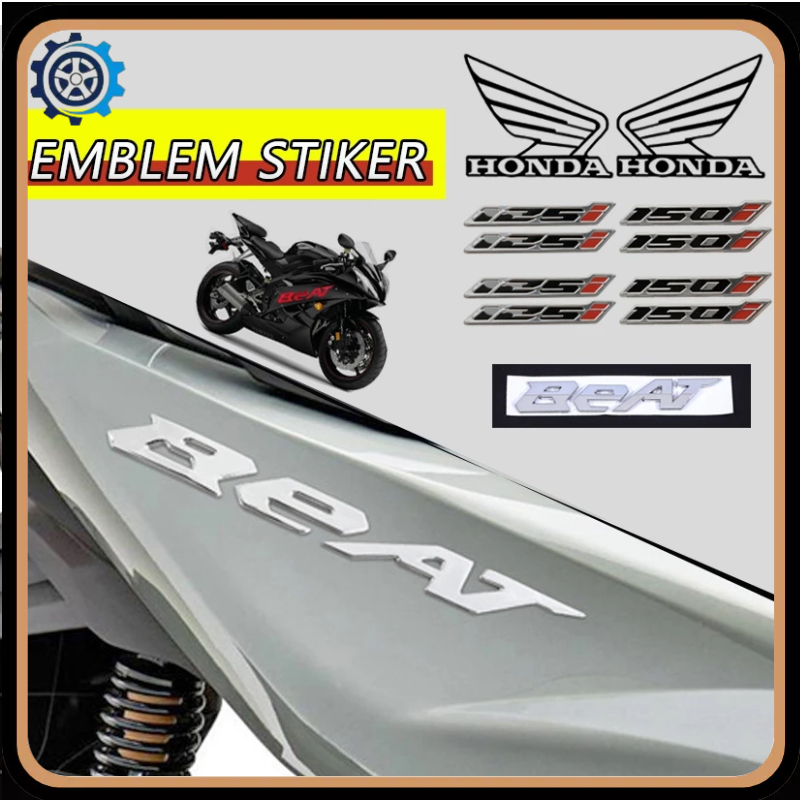Emblem Beat Timbul Stiker Kepribadian 3D Stiker Beat Logo Timbul/Honda Wings Stiker Dimodifikasi Aks