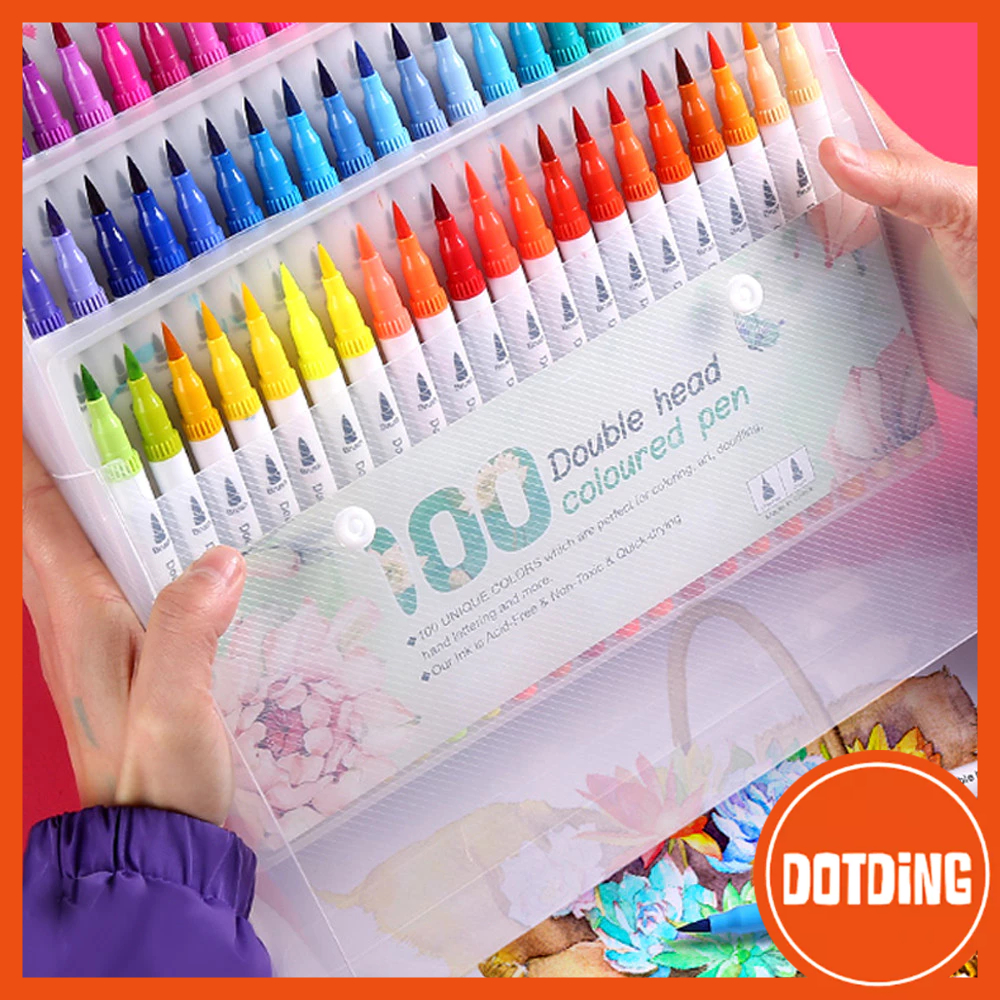 

[COD] 1 Set Spidol Cat Air 12/24/36/48/60/80/100 Warna Berbasis Air Satu Set Pena Berbentuk Sikat Kaligrafi Manga Colors Marker Coloring Artist Double-Headed Fine & Brush for Kids Adult Students Calligraphy Draw