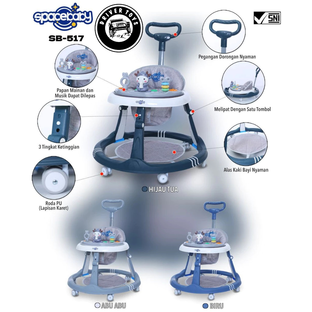 Push Walker Bayi | Space Baby Baby Walker | Baby Push Walker | Baby Walker - 517 Stir + 503 Toys Dri