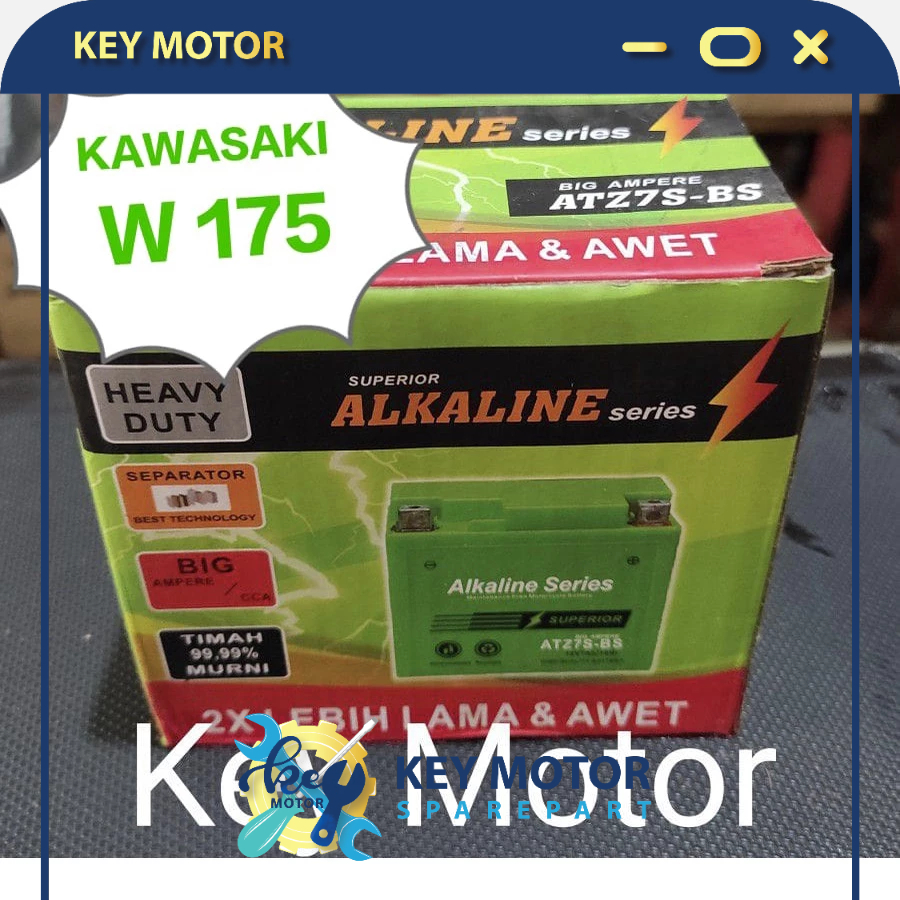 Aki / Accu Kering Alkaline Alkalin Series Motor Kawasaki W 175 7A 7 Ampere ATZ7S ATZ7 ATZ 7S 100% Or