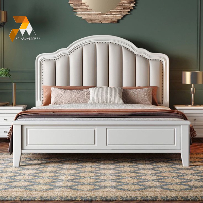 DIPAN KLASIK MEWAH TEMPAT TIDUR PUTIH RANJANG KAYU DIPAN KAYU DIVAN PUTIH