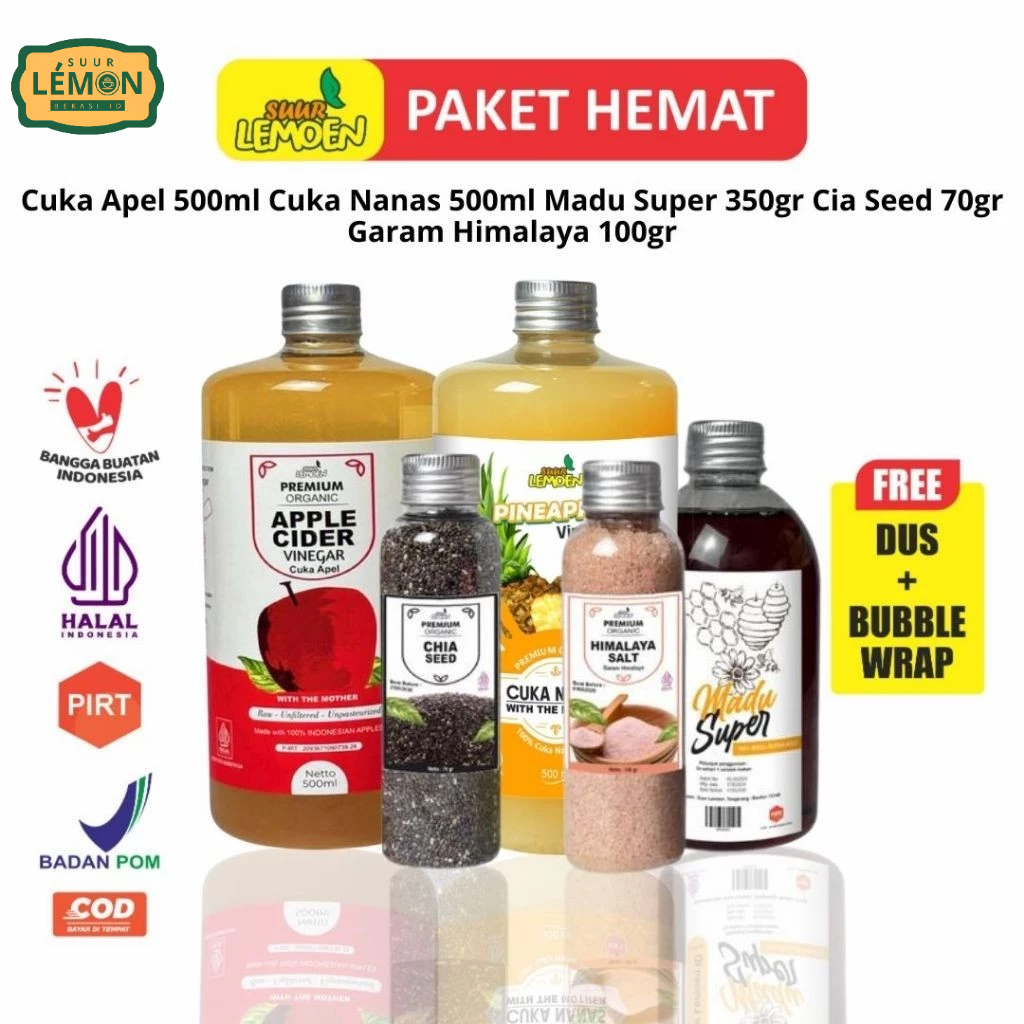 

Paket Diet Detox 5in1 - Paket Hemat Cuka Apel, Sari Lemon, Chia Seed, Madu Hutan, Garam Himalaya