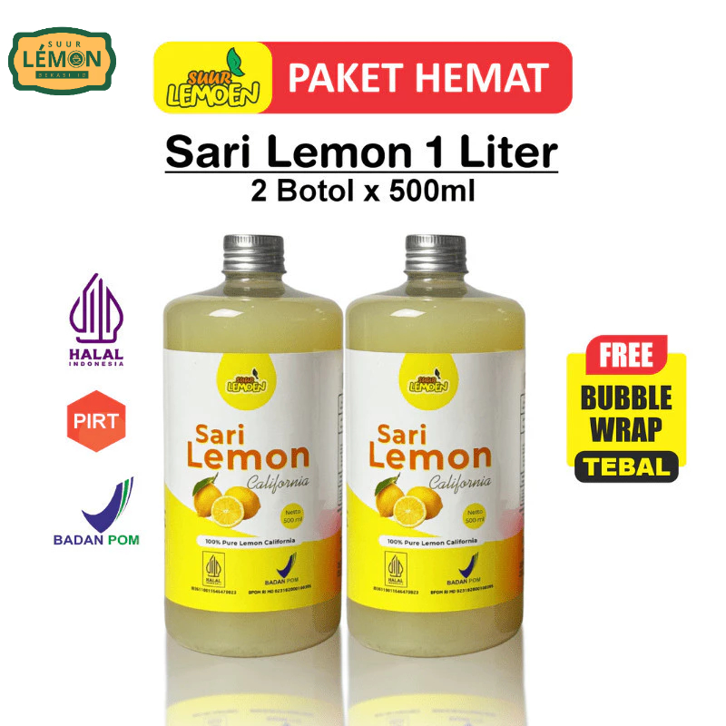 

Paket Sari Lemon Murni 1 Liter Dan 250mlx2 - Fresh Air Lemon Alami Untuk Diet Detox - Halal dan BPOM (By Suur Lemoen) - BH