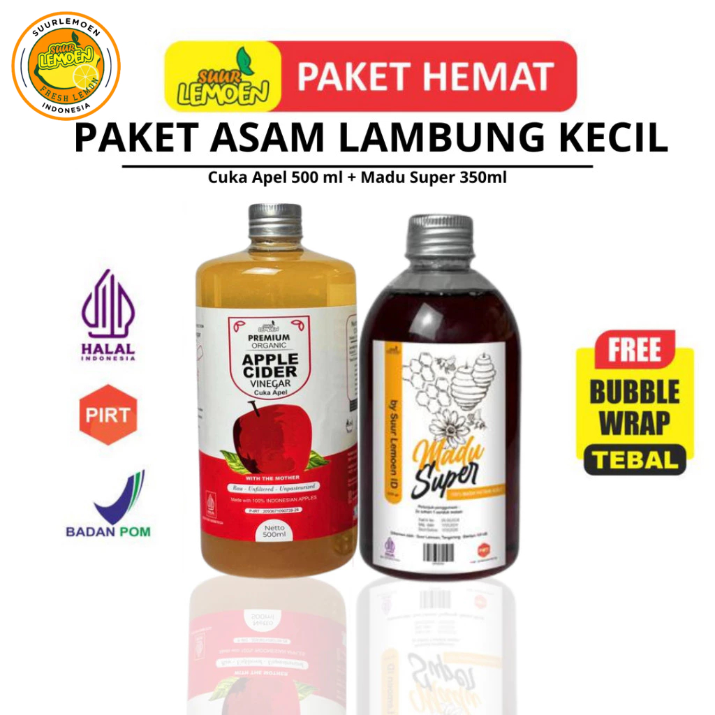 

Suur Lemeon - Paket Asam Lambung - Diet Sehat Bundling Cuka Apel 500ml dan Madu Hutan 350gr Asli - Mansyaf