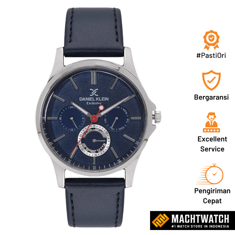 Jam Tangan Pria Daniel Klein Exclusive DK12118-3 Men Blue Dial Blue Leather Strap