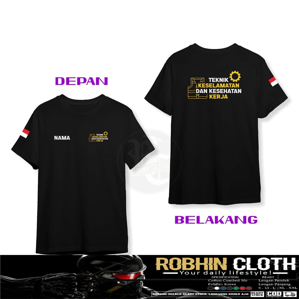 Kaos Baju Teknik Keselamatan dan Kesehatan Kerja Gratis Nama Kamu DB Kaos Distro