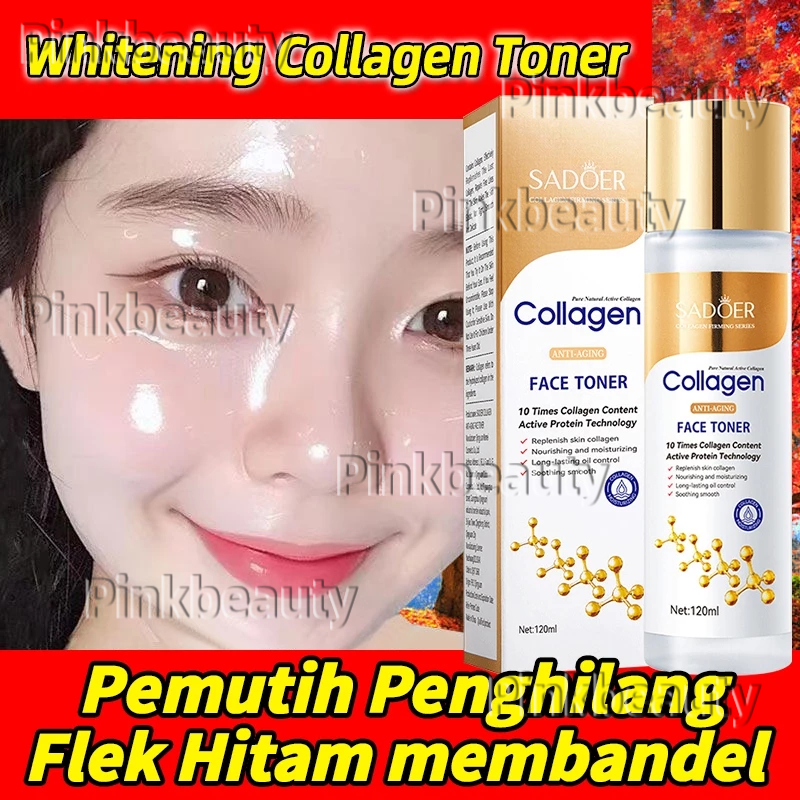 Whitening Collagen Toner Pemutih Penghilang Flek Hitam membandel Whitening Brightening Toner