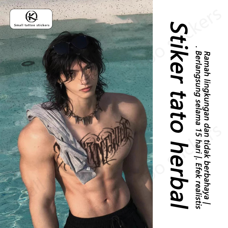 Stiker Tato 28X15cm Stiker Tato Dada Stiker Tato Pola Canggih Herbal Baru Tato Pribadi Tampan Punggu