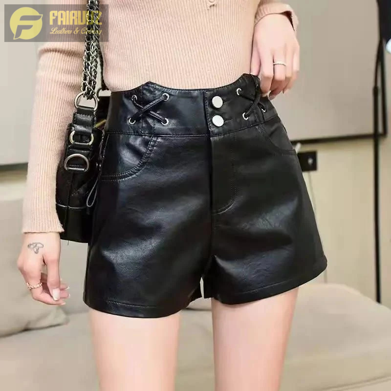 Celana Pendek Kulit Ketat Wanita Celana Pendek Kulit Plus Celana Pendek High Waist Fashion Wanita 20