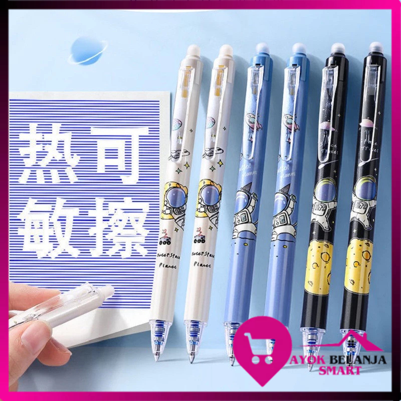 

ABS Pena Gel Karakter Astronot Dapat Dihapus Pulpen Gel Karakter 0.5mm Pena Aesthetic Edition Karakter Kartun Astronot Perlengkapan Sekolah Erasable Gel Pen