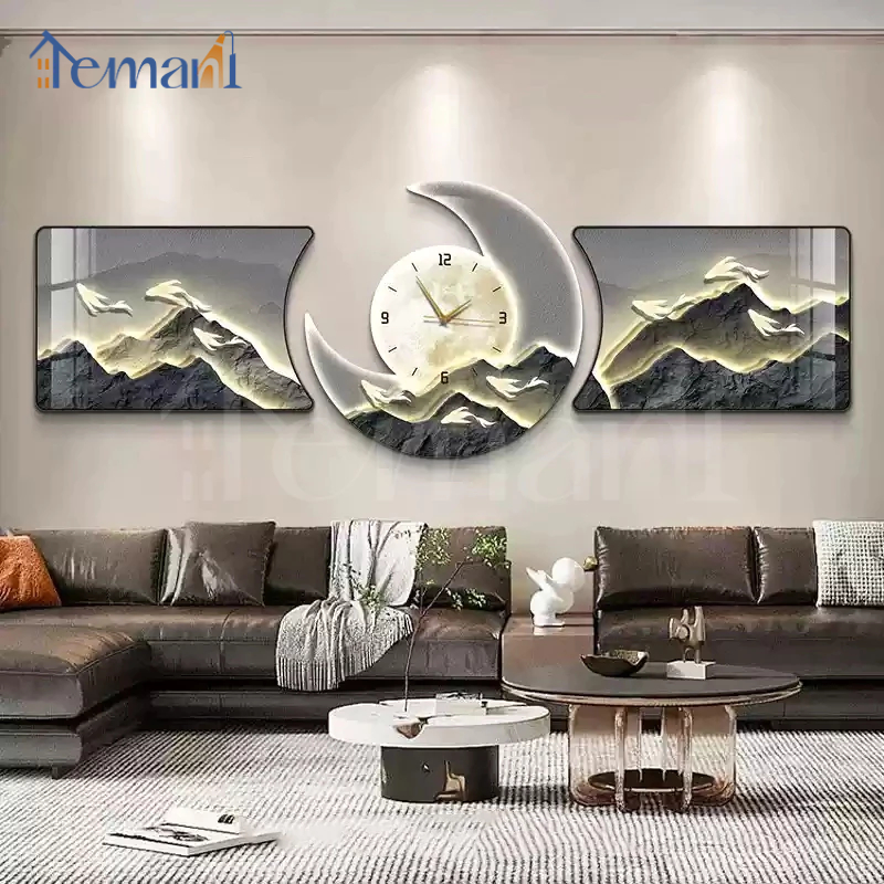 Jam Dinding Besar Mewah Aesthetic 3pcs/Set Jam Hiasan Dinding Ruang Tamu  Jam Dinding Nordic Modern 