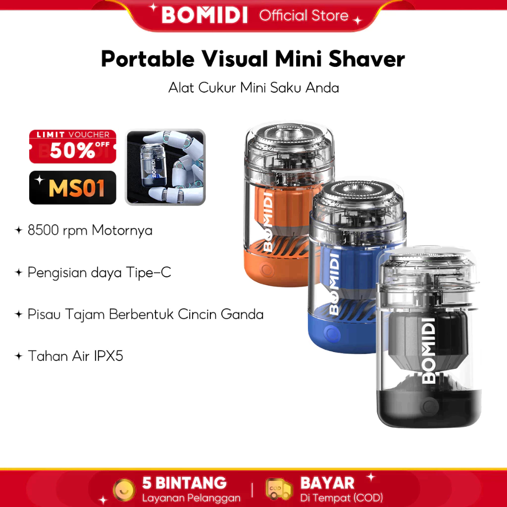 BOMIDI MS01 Mini Shaver Alat Cukur Jenggot Elektrik Waterproof Portable