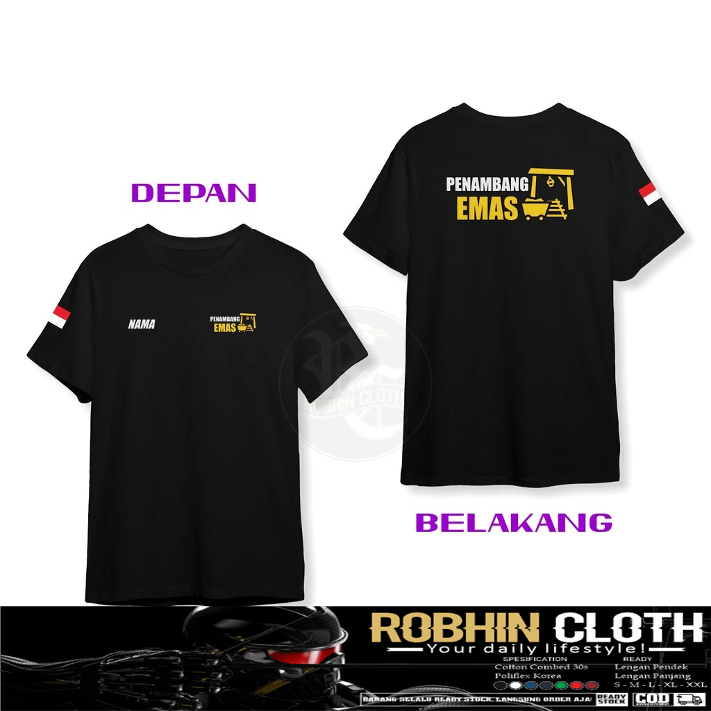 Kaos Baju Penambang Emas Gratis Nama DB Kaos Distro