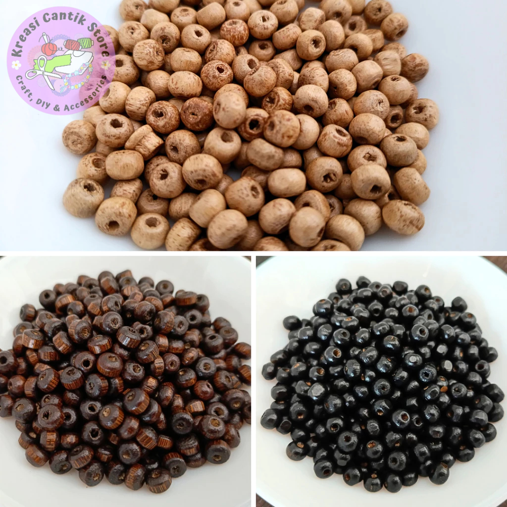 Manik Kayu Bulat 6mm – Aneka Warna untuk DIY & Aksesoris Handmade