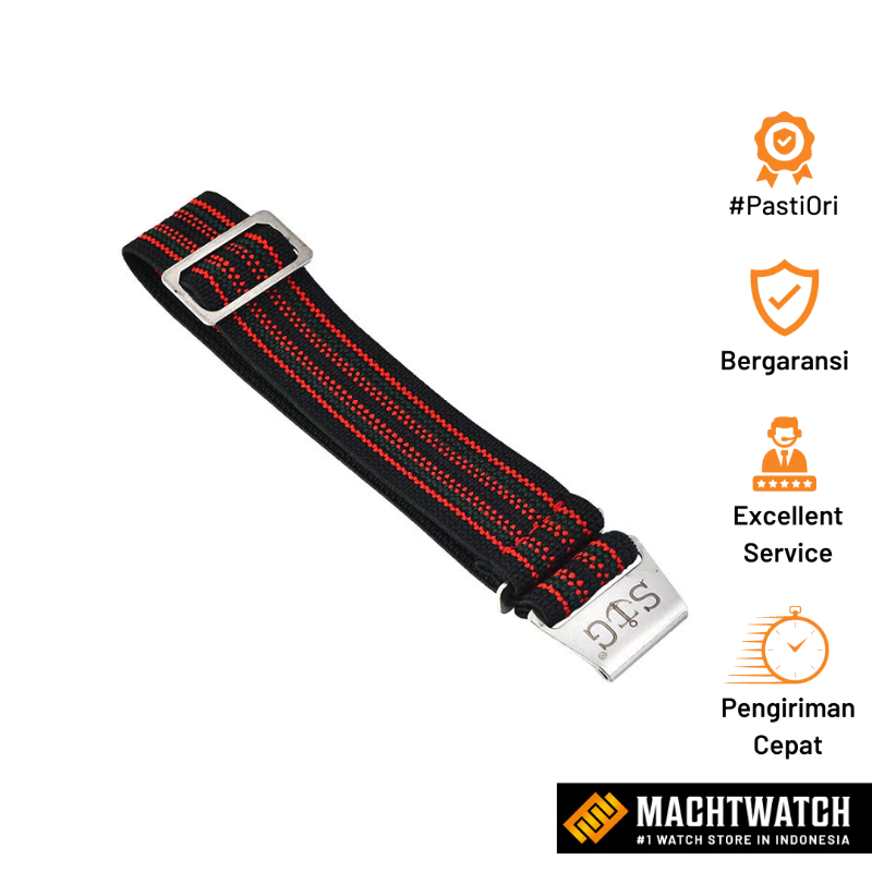 Tali / Strap Guy MN-BLK-RED-GRN-02-22A Black Nylon with Red Green Stripe Folding Clasp