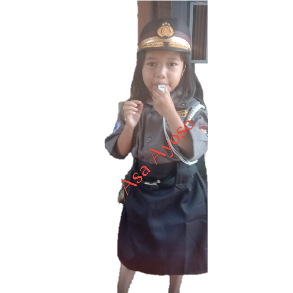BAJU ANAK PEREMPUAN PROFESI POLISI KARNAVAL ANAK TK LENGKAP ATRIBUT