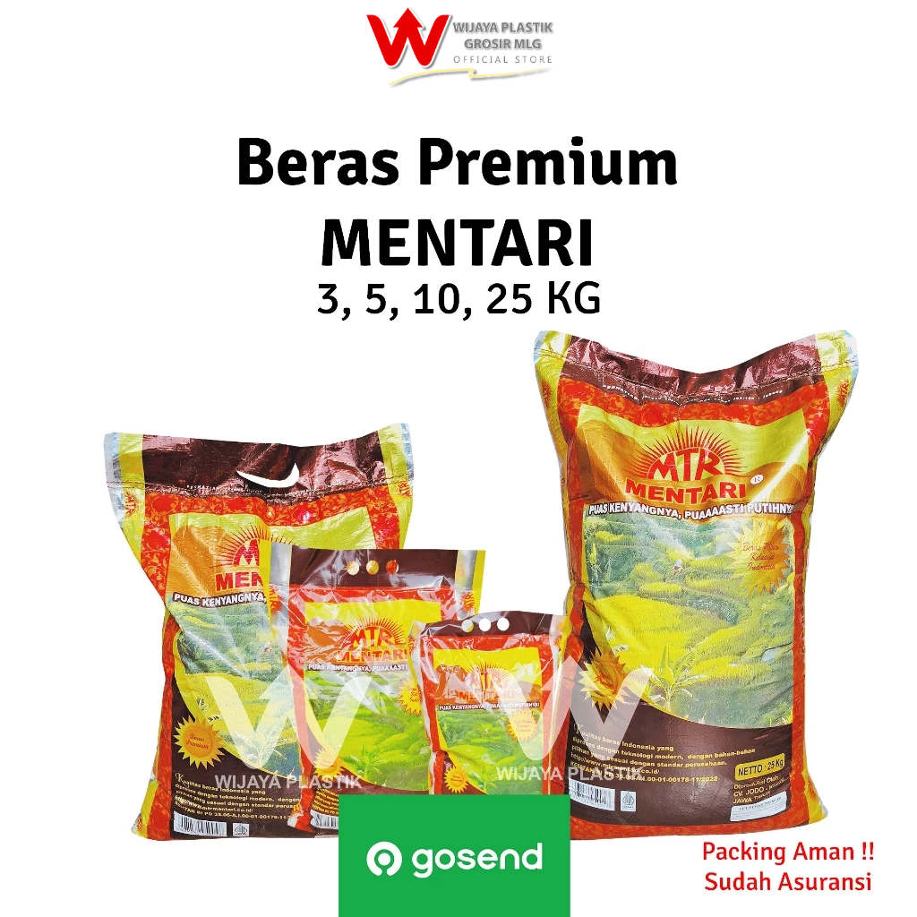 

[1 SAK] [INSTANT] Beras Premium MENTARI --- 3 5 10 25 KG @SAK BESAR | pulen kadaluarsa lama putih bersih terjamin bpom murah ekonomis karung gosend same day grab express instant karung Sak