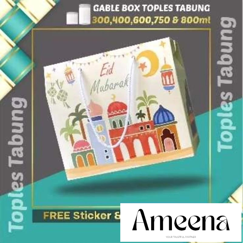 

[SATUAN] Gable Box Edisi Lebaran Tas Tali Kotak Ttoples 500-800 ml 19 x 17 x 10 cm Ramadhan Idul Fitri