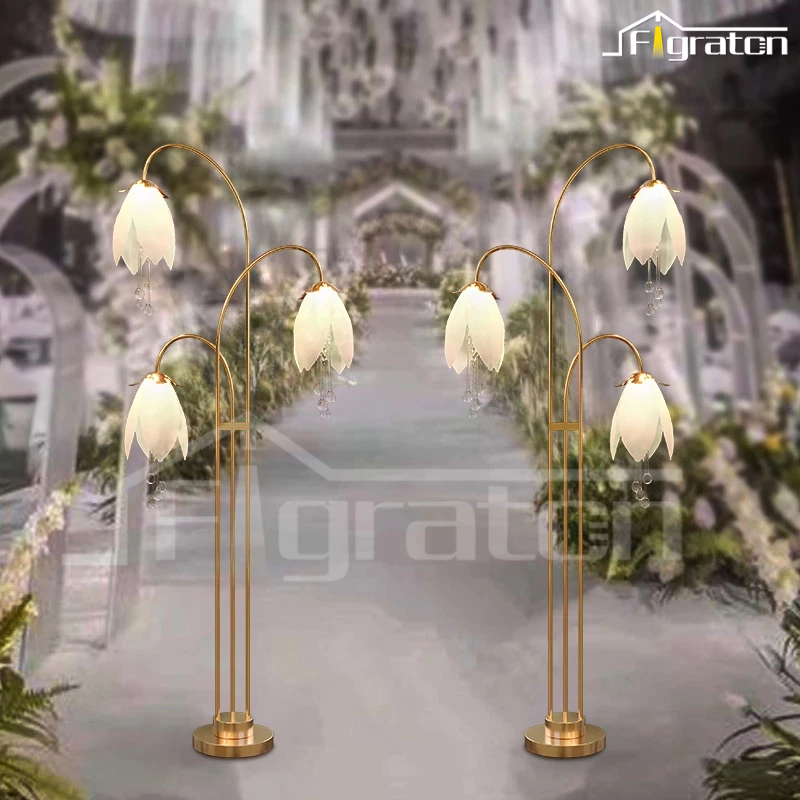 Standing Lampu Pernikahan Bunga Dekorasi 2 SET 150cm Lampu Hiasan Dekorasi Event Wedding Mewah Pelam