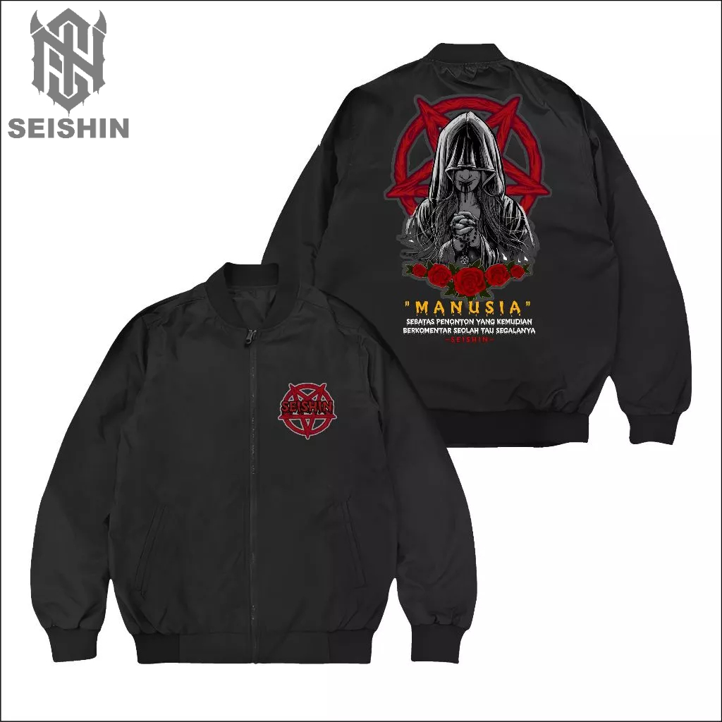 Seishin Bomber Sin Satanic qutes manusia black jacket