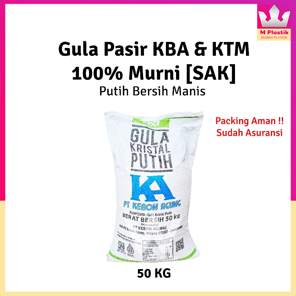 

[1 SAK] Gula Pasir 20 24 50 KG @SAK DUS | KBA KTM lokal murni manis 100% Asli & Putih Bersih kiloan murah ekonomis premium packing aman asuransi 1 karung